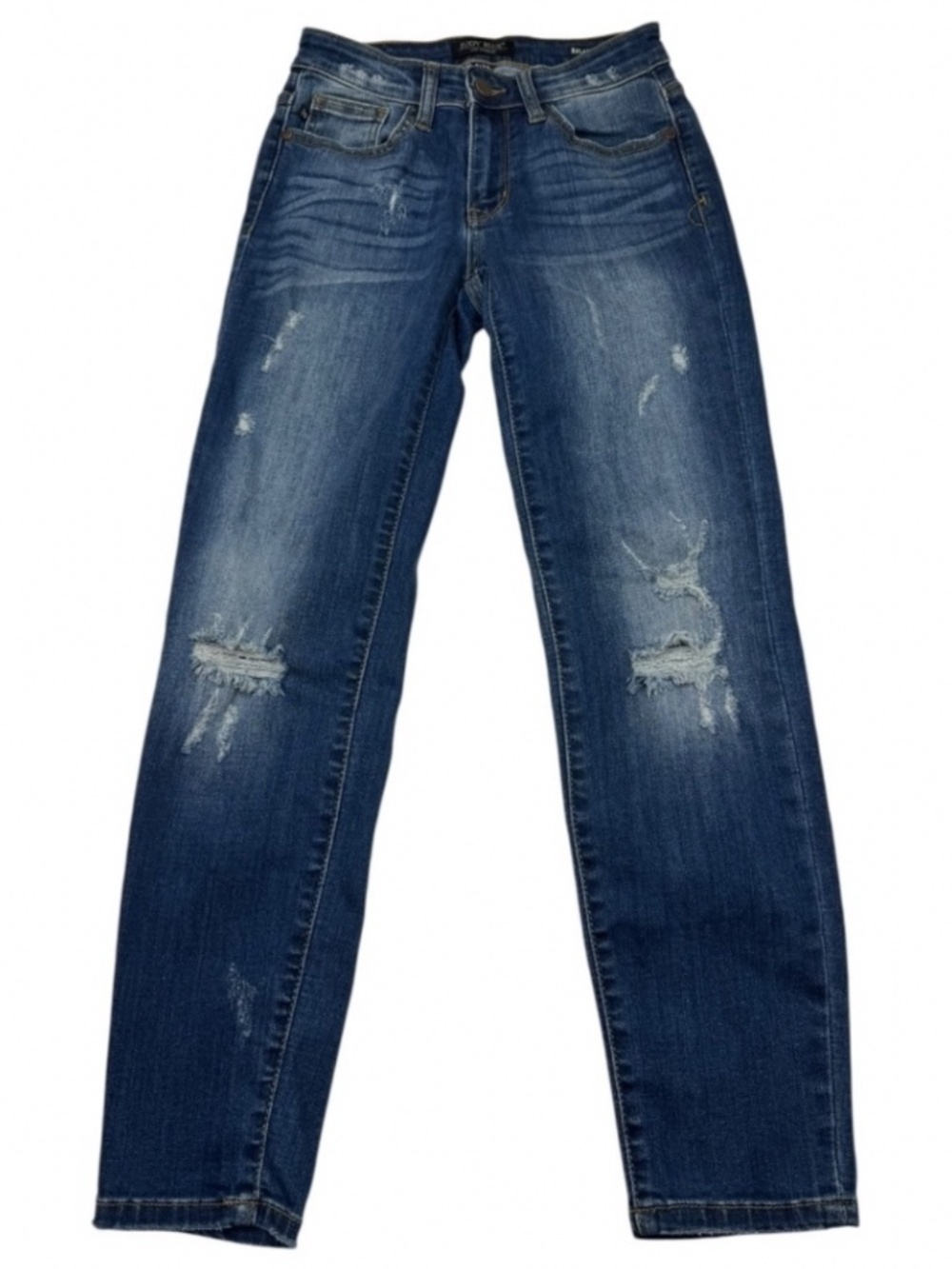 Judy Blue Relaxed Fit Distressed Stretch Boyfriend Jeans Medium Wash 1/25